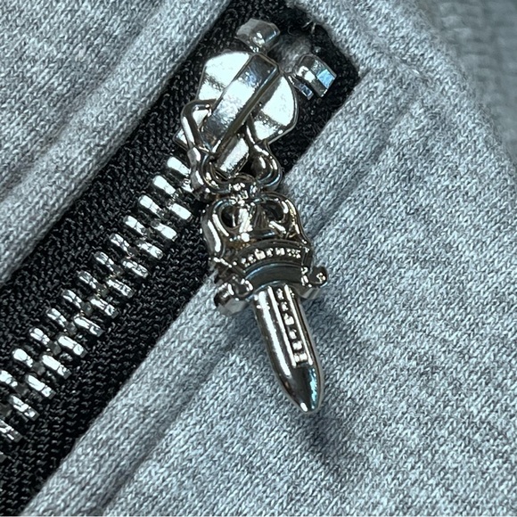 CHROME HEARTS Leather Cross Script Grey Sweatpants Tracksuit Pants Men's Size S - Picture 9 of 16